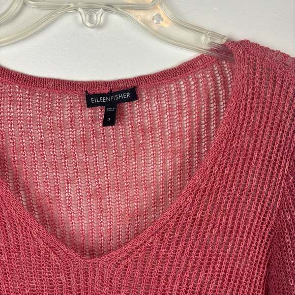 Eileen Fisher knit linen-blend sweater w/V-neck and asymmetrical hem-Woman’s S - Picture 4 of 12